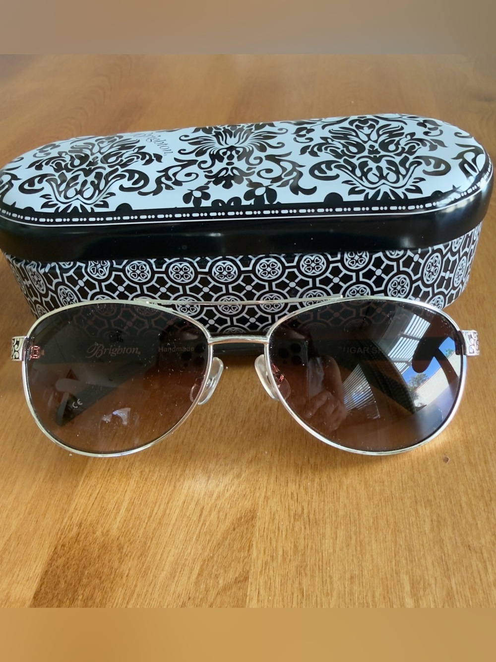 Brighton Sugar Shack Aviator Sunglasses Silver/Brown Excellent